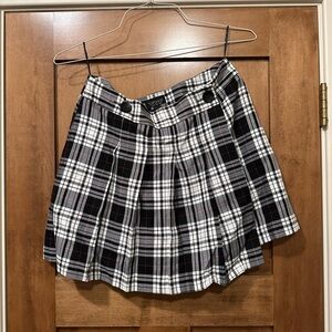 Topshop Black and White Plaid Mini Skirt